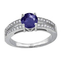 925 Sterling Silver Womens Royal Blue Cubic Zirconia Fancy Ring Size 8
