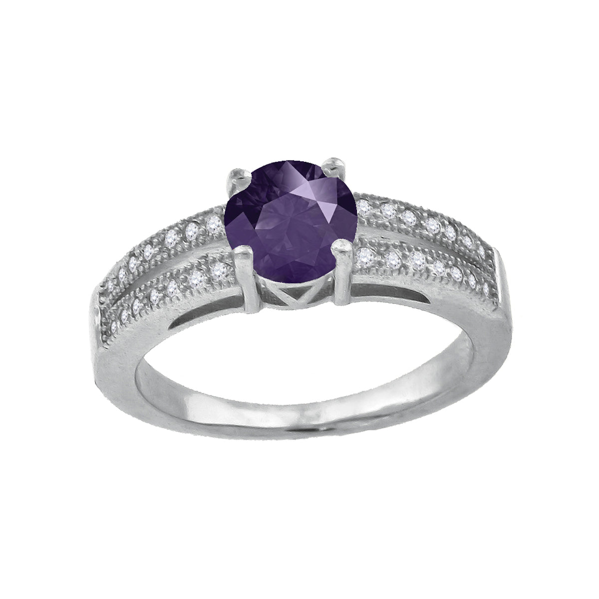 925 Sterling Silver Womens Purple Cubic Zirconia Fancy Ring Size 7