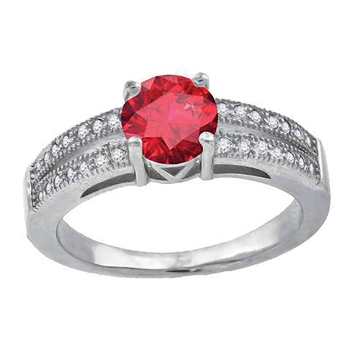 925 Sterling Silver Womens Red Cubic Zirconia Fancy Ring
