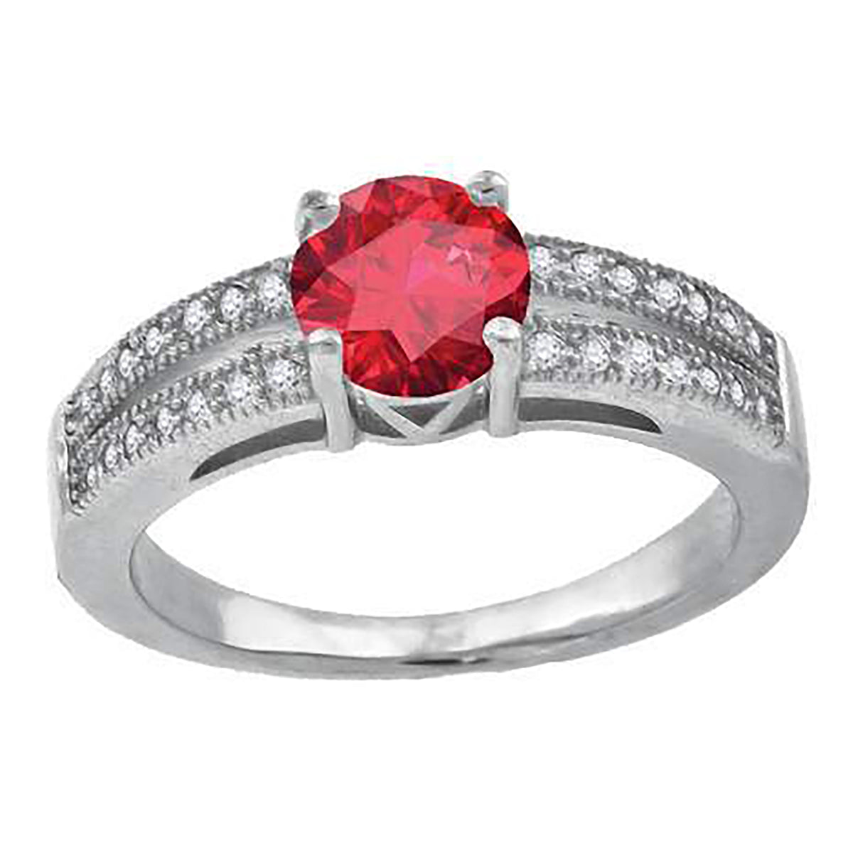 925 Sterling Silver Womens Red Cubic Zirconia Fancy Ring Size 7