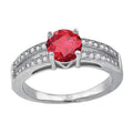 925 Sterling Silver Womens Red Cubic Zirconia Fancy Ring Size 9