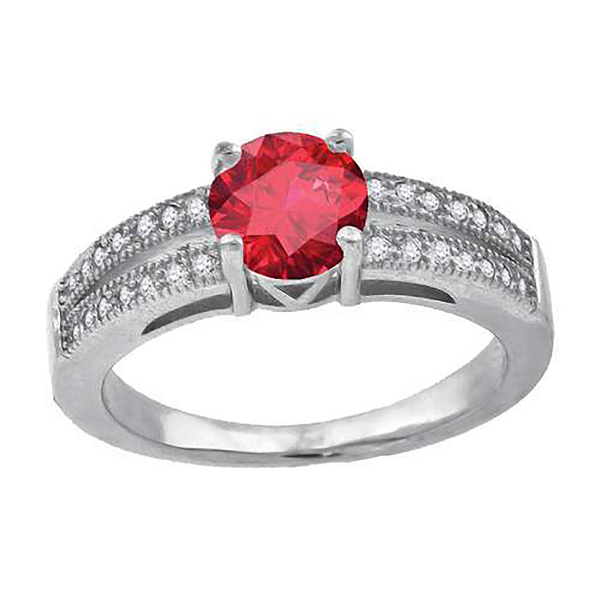 925 Sterling Silver Womens Red Cubic Zirconia Fancy Ring Size 9