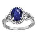 925 Sterling Silver Womens Royal Blue Oval Cubic Zirconia Fancy Ring