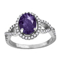 925 Sterling Silver Womens Purple Oval Cubic Zirconia Fancy Ring Size 7