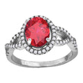925 Sterling Silver Womens Red Oval Cubic Zirconia Fancy Ring Size 9