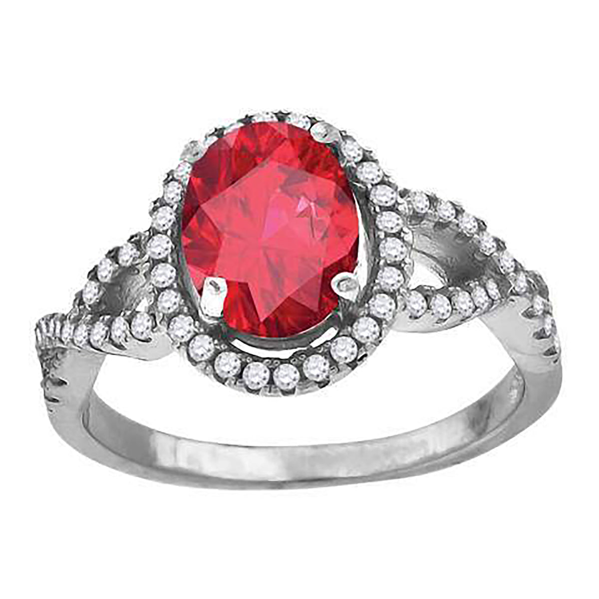 925 Sterling Silver Womens Red Oval Cubic Zirconia Fancy Ring Size 9
