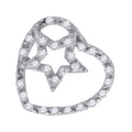 925 Sterling Silver Womens Round Cubic Zirconia Heart In Star Fashion Pendant