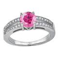 925 Sterling Silver Womens Pink Cubic Zirconia Fancy Ring