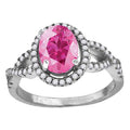 925 Sterling Silver Womens Pink Oval Cubic Zirconia Fancy Ring