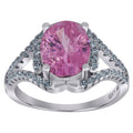 925 Sterling Silver Womens Pink Oval Cubic Zirconia Fancy Ring