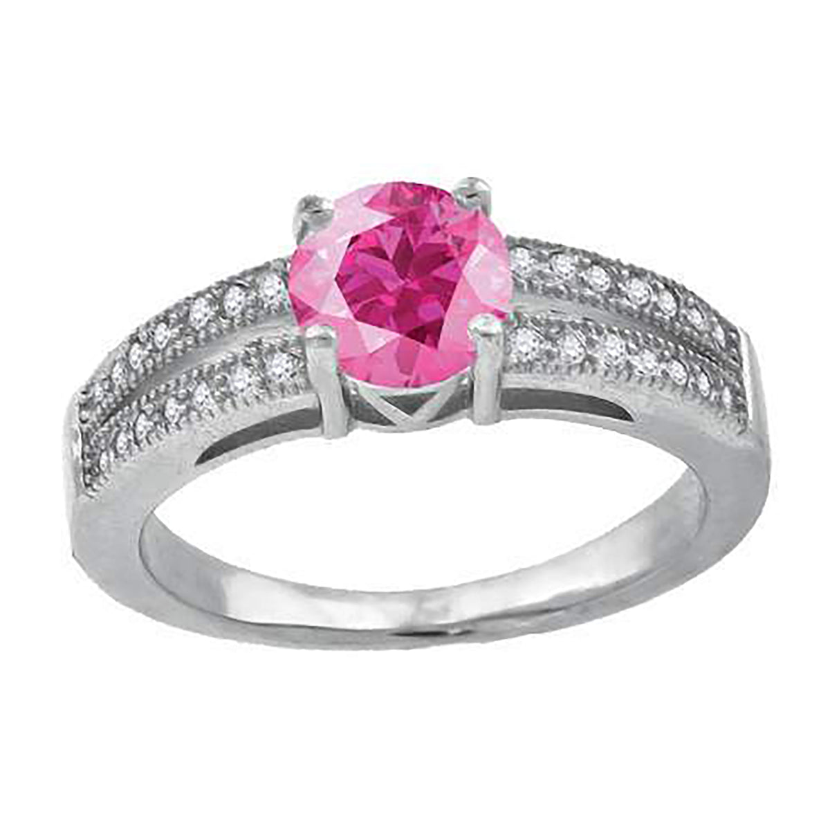 925 Sterling Silver Womens Pink Cubic Zirconia Fancy Ring Size 7