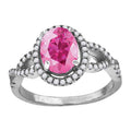 925 Sterling Silver Womens Pink Oval Cubic Zirconia Fancy Ring Size 7