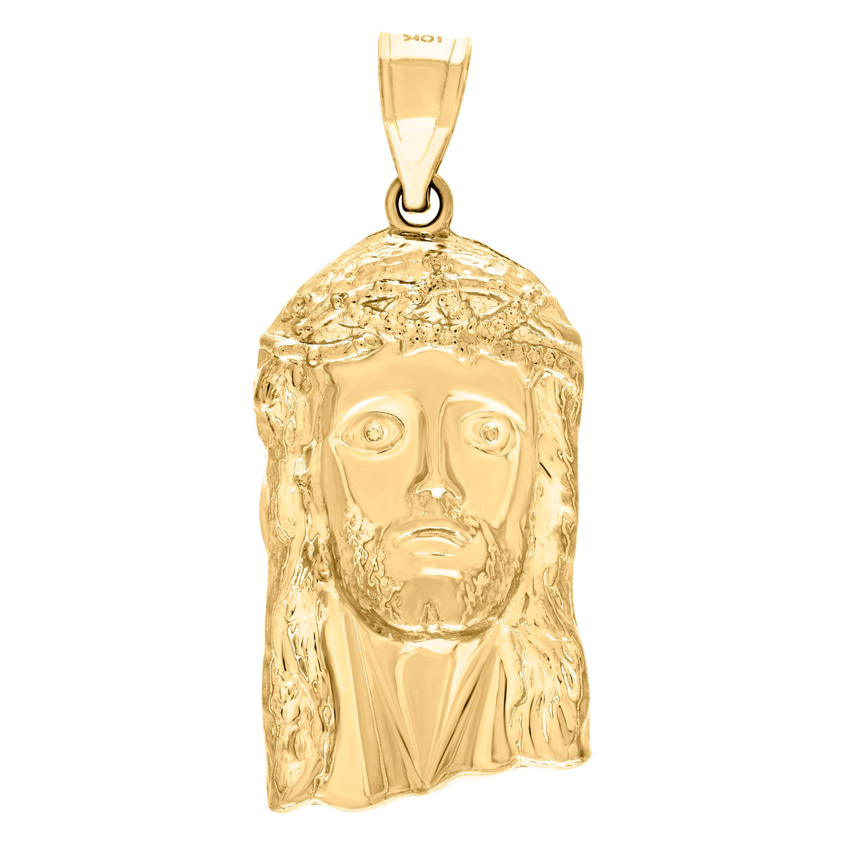 10K Yellow Gold Mens Jesus Religious Charm Pendant