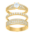 10K Two-Tone Gold Womens Round Cubic Zirconia Trio Ring Set