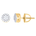Yellow-Tone 925 Sterling Silver Unisex Cubic Zirconia Round Stud Fashion Earrings