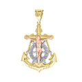 10K Gold Tri-Color Diamond-Cut Mens Anchor Cross Crucifix Religious Charm Pendant