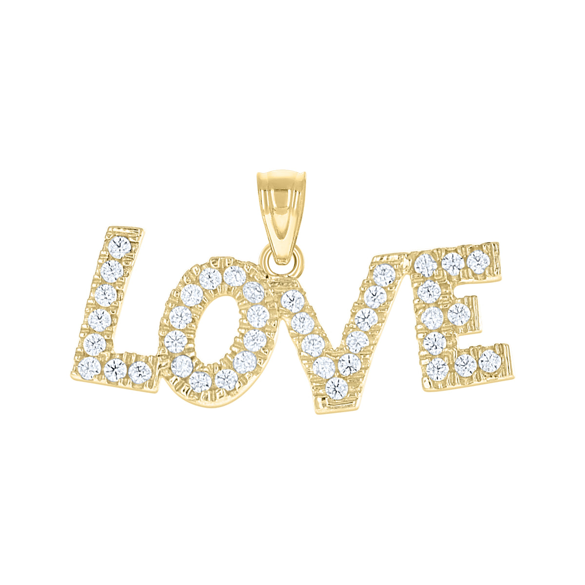 10K Two-Tone Gold Womens Cubic Zirconia Cubic-Zirconia Love Charm Pendant