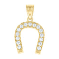10K Two-Tone Gold Unisex Cubic Zirconia Cubic-Zirconia Horseshoe Good Luck Charm Pendant