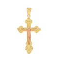 10K Two-tone Gold Mens Crucifix Cross Religious Charm Pendant