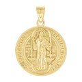 10K Yellow Gold Unisex Religious Saint Benedict Charm Pendant