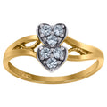 10K Gold Womens Two-Tone CZ Double Heart Band Ring