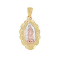 10K Tri-Color Gold Mens Women Textured Lady Of Guadalupe Religious Charm Pendant