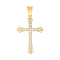 10K Two-Tone Gold Mens Women Cubic Zirconia Cubic-Zirconia Cross Religious Charm Pendant