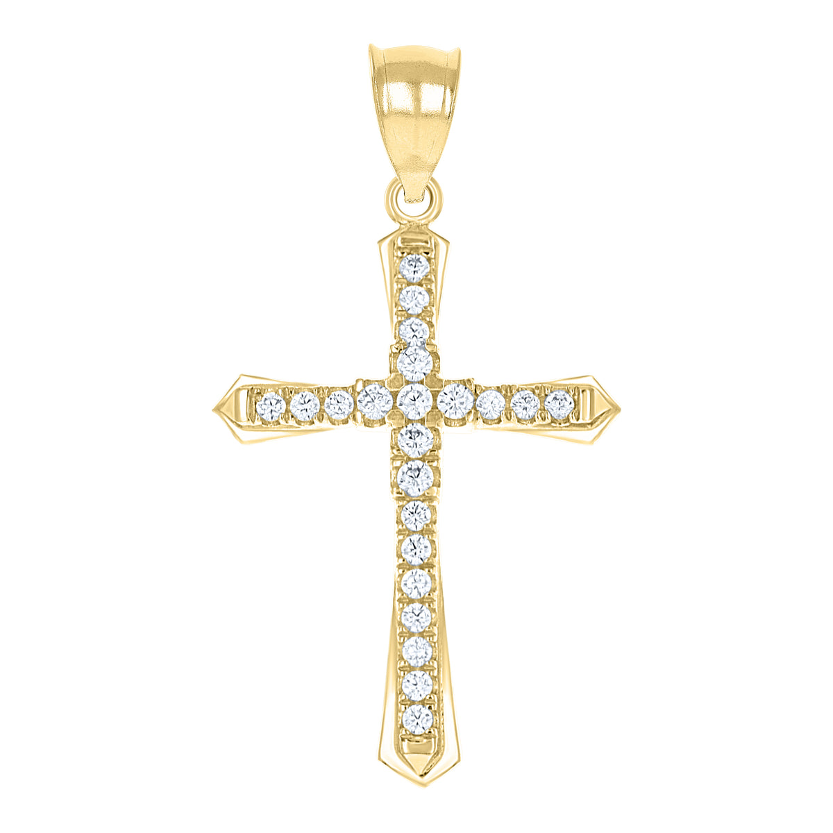 10K Gold Two-Tone Cubic-Zirconia Womens Cross Religious Charm Pendant