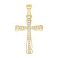 10K Gold Two-Tone Cubic-Zirconia Mens Cross Religious Charm Pendant