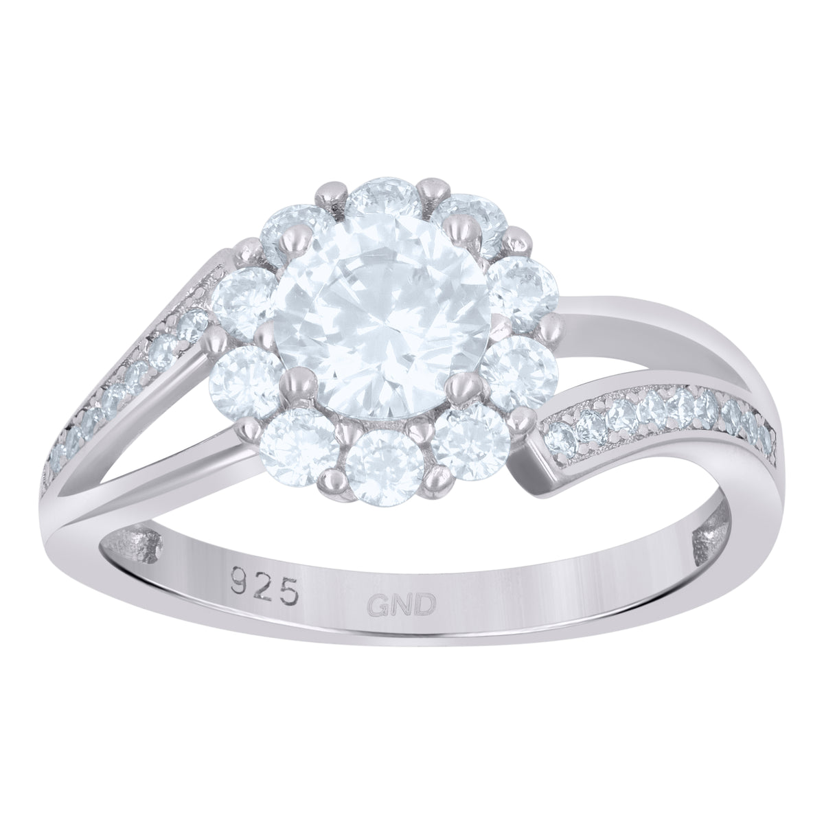 925 Sterling Silver Womens Cubic Zirconia Fashion Flower Engagement Ring Size 9