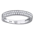 925 Sterling Silver Mens Cubic Zirconia 2 Row Wedding Band Ring Size 8