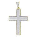925 Sterling Silver Yellow-Tone Unisex Cz Cross Religious Charm Pendant