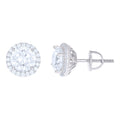 925 Sterling Silver Womens Cubic Zirconia Halo Round Stud Earrings