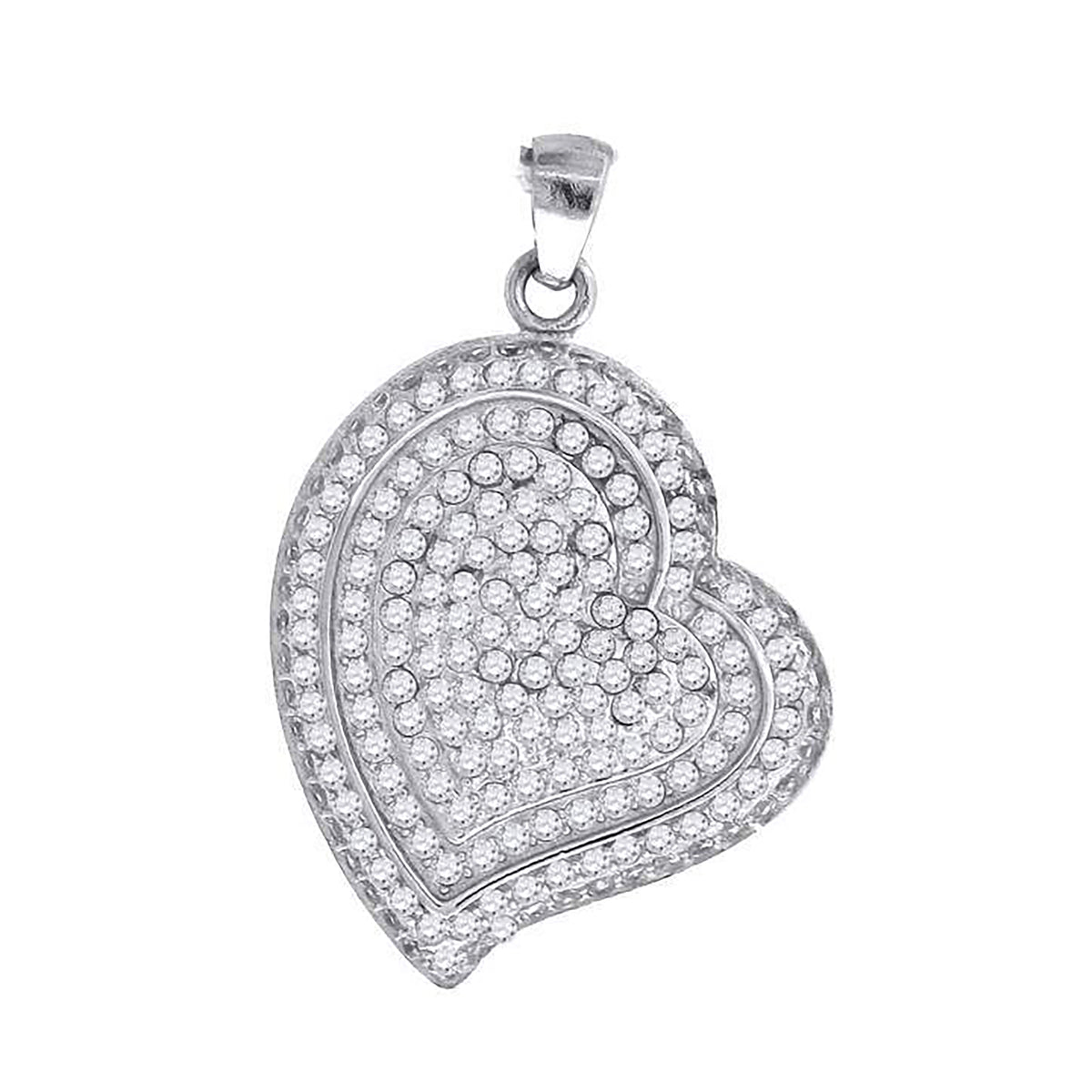 925 Sterling Silver Womens Cz Heart Charm Pendant