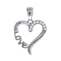 925 Sterling Silver Womens Cz Heart Charm Pendant