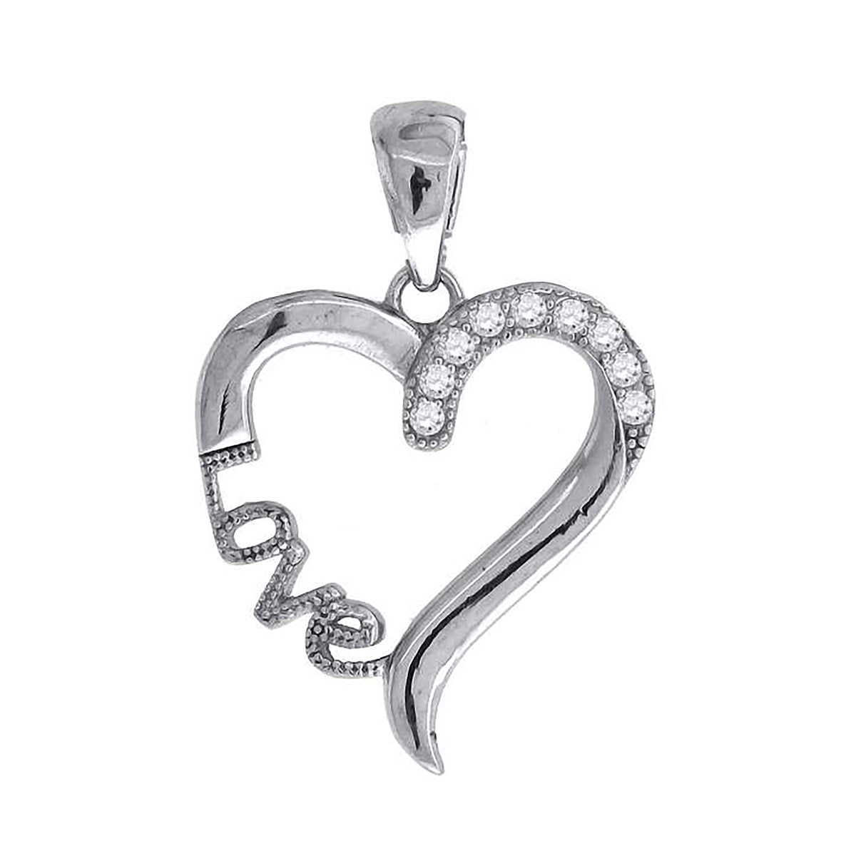 925 Sterling Silver Womens Cz Heart Charm Pendant