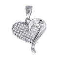 925 Sterling Silver Womens Cz Heart Charm Pendant