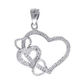925 Sterling Silver Womens Cz Intertwined Heart Charm Pendant