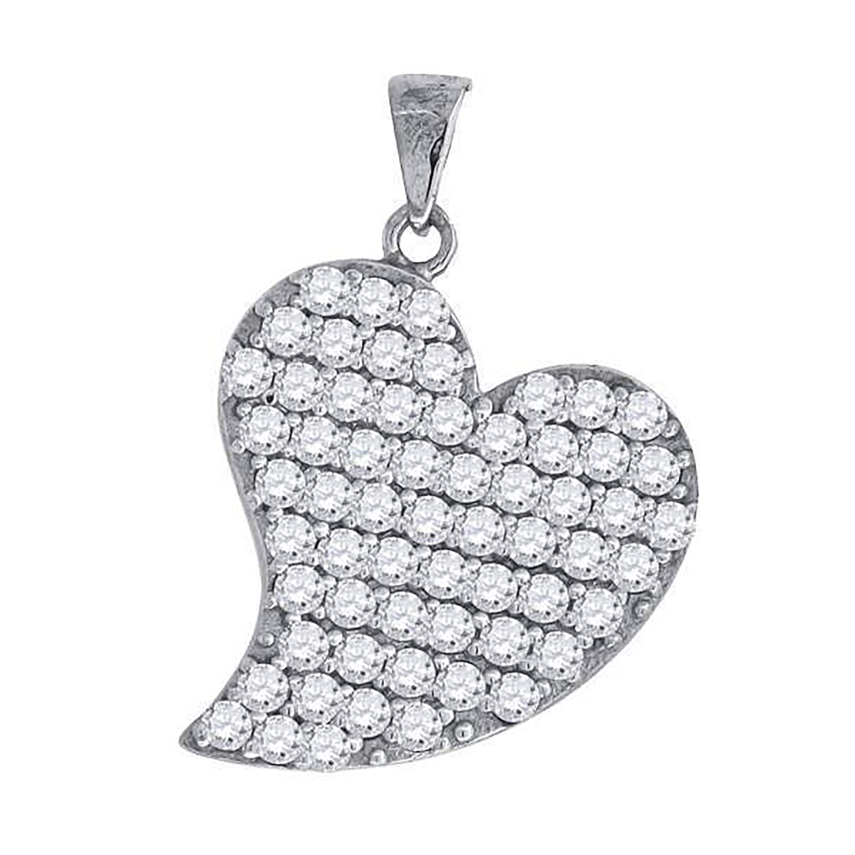 925 Sterling Silver Womens Cz Heart Charm Pendant