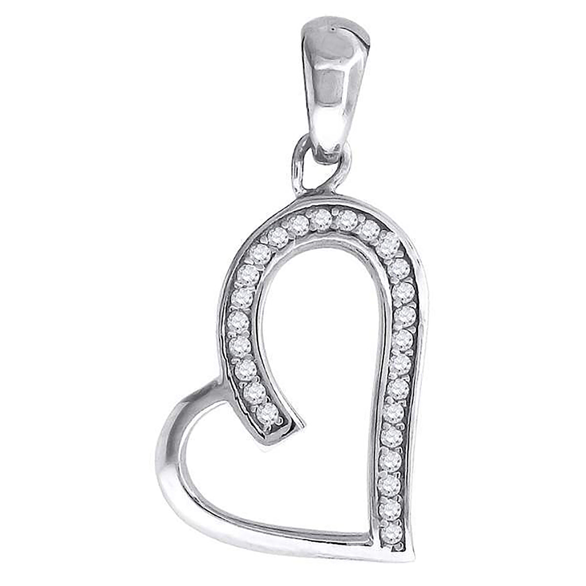 925 Sterling Silver Womens Cz Heart Charm Pendant