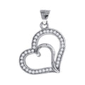925 Sterling Silver Womens Cz Heart Charm Pendant