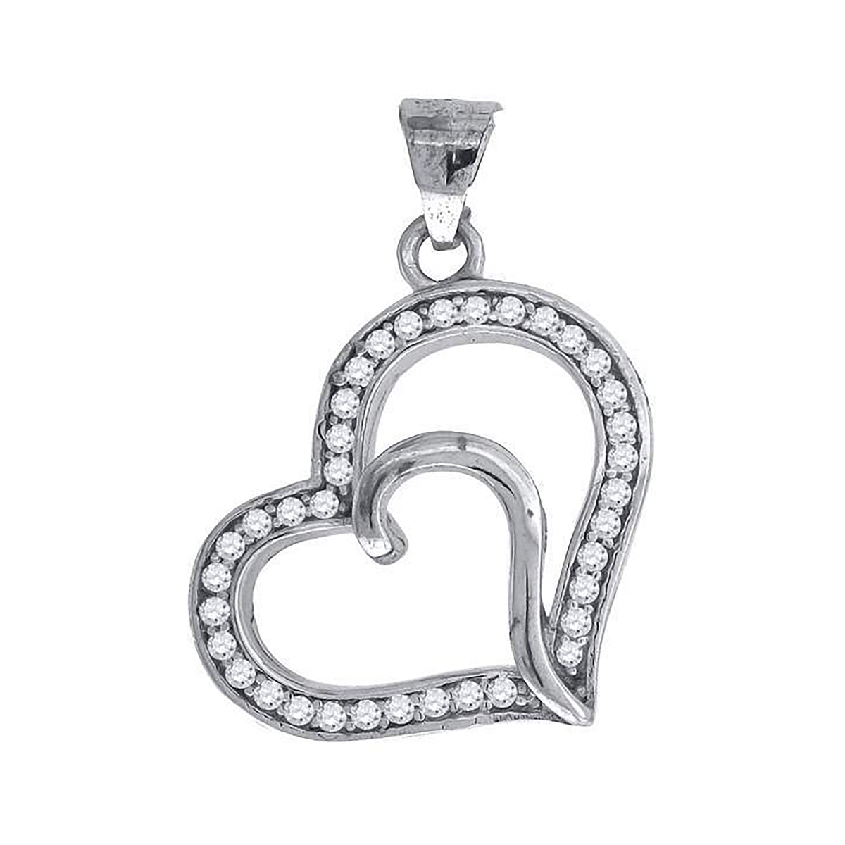 925 Sterling Silver Womens Cz Heart Charm Pendant