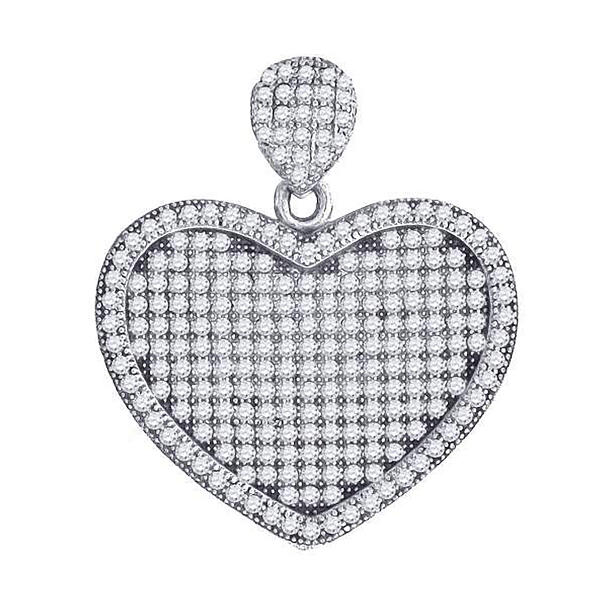 925 Sterling Silver Womens Cz Heart Charm Pendant
