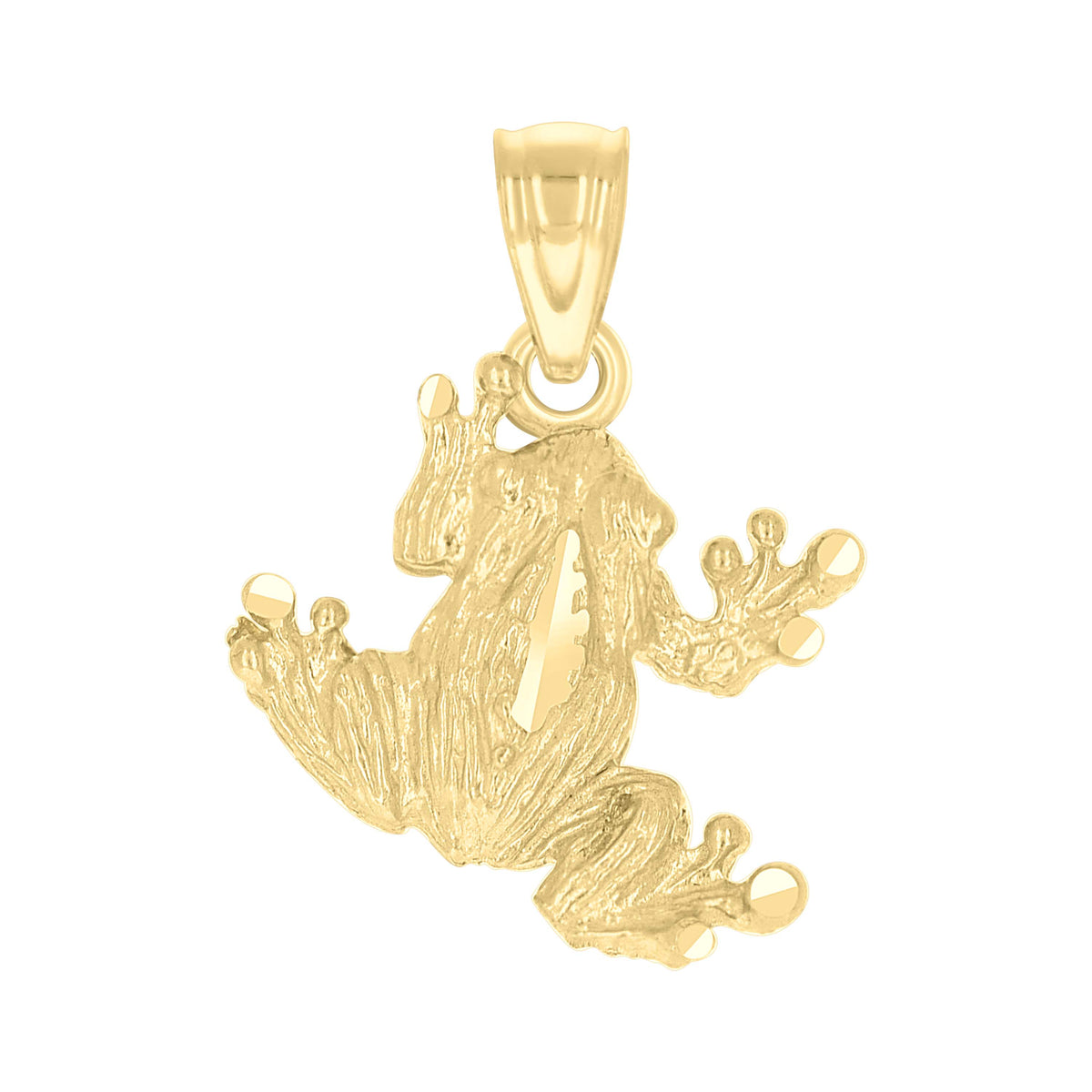 10K Yellow Gold Diamond-Cut Unisex Toad Frog Animal Charm Pendant