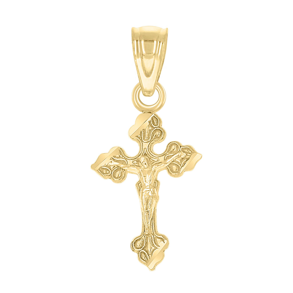 10K Yellow Gold Unisex Crucifix Cross Religious Charm Pendant