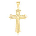 10K Yellow Gold Unisex Diamond-Cut Cross Religious Charm Pendant