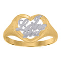 10K Gold Womens Two-Tone Dc I Love You Heart Band Ring