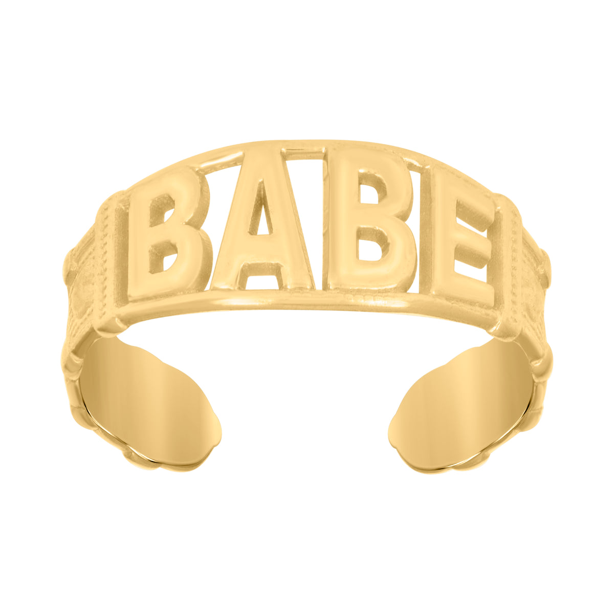 10K Yellow Gold Polished Finish Textured Babe Toe Ring