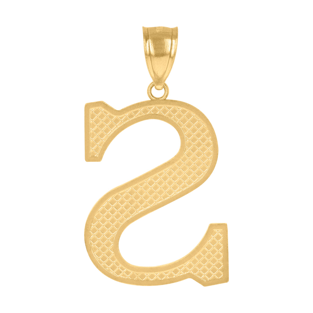 10K Yellow Gold Unisex S Alphabet Initials Charm Pendant