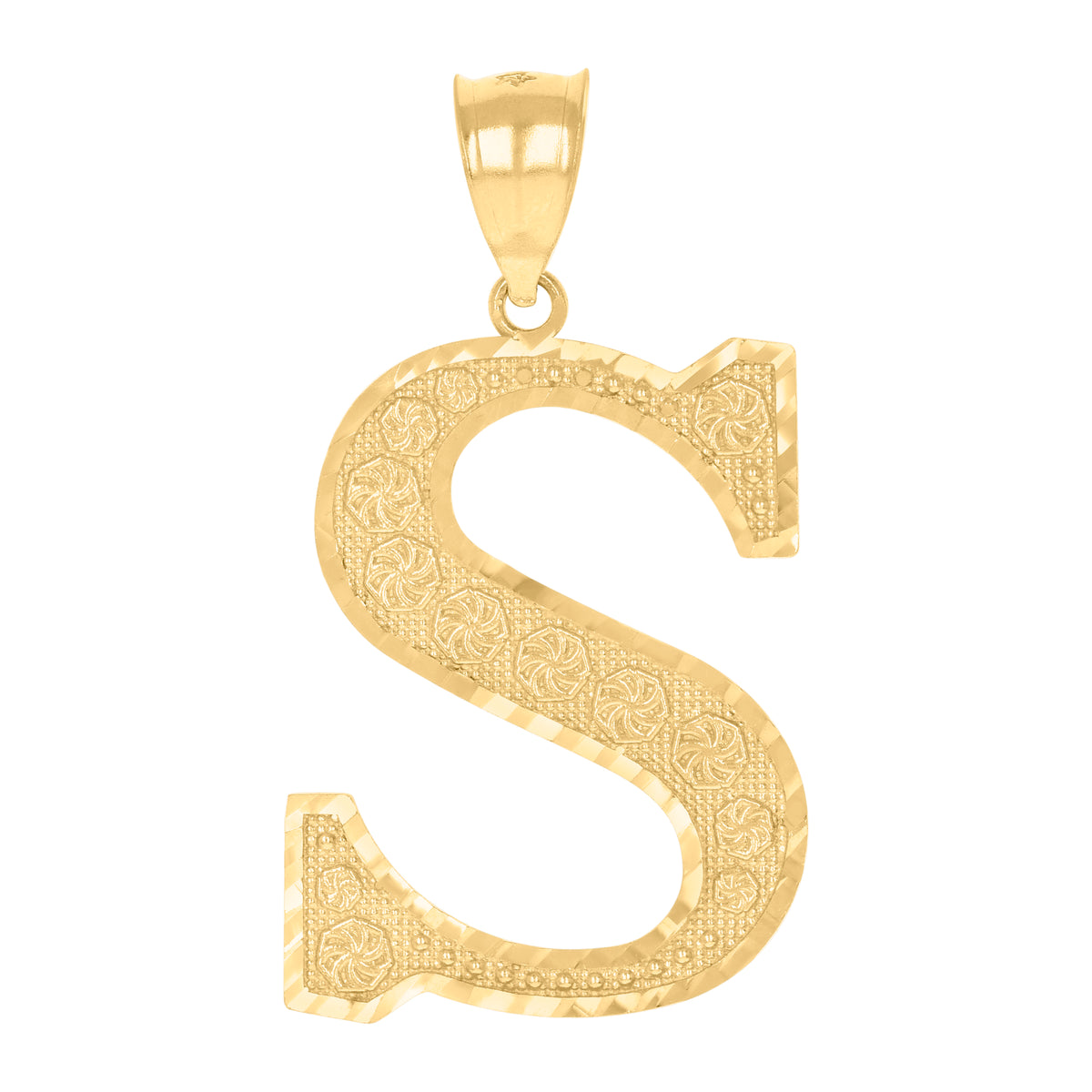 10K Yellow Gold Unisex S Alphabet Initials Charm Pendant